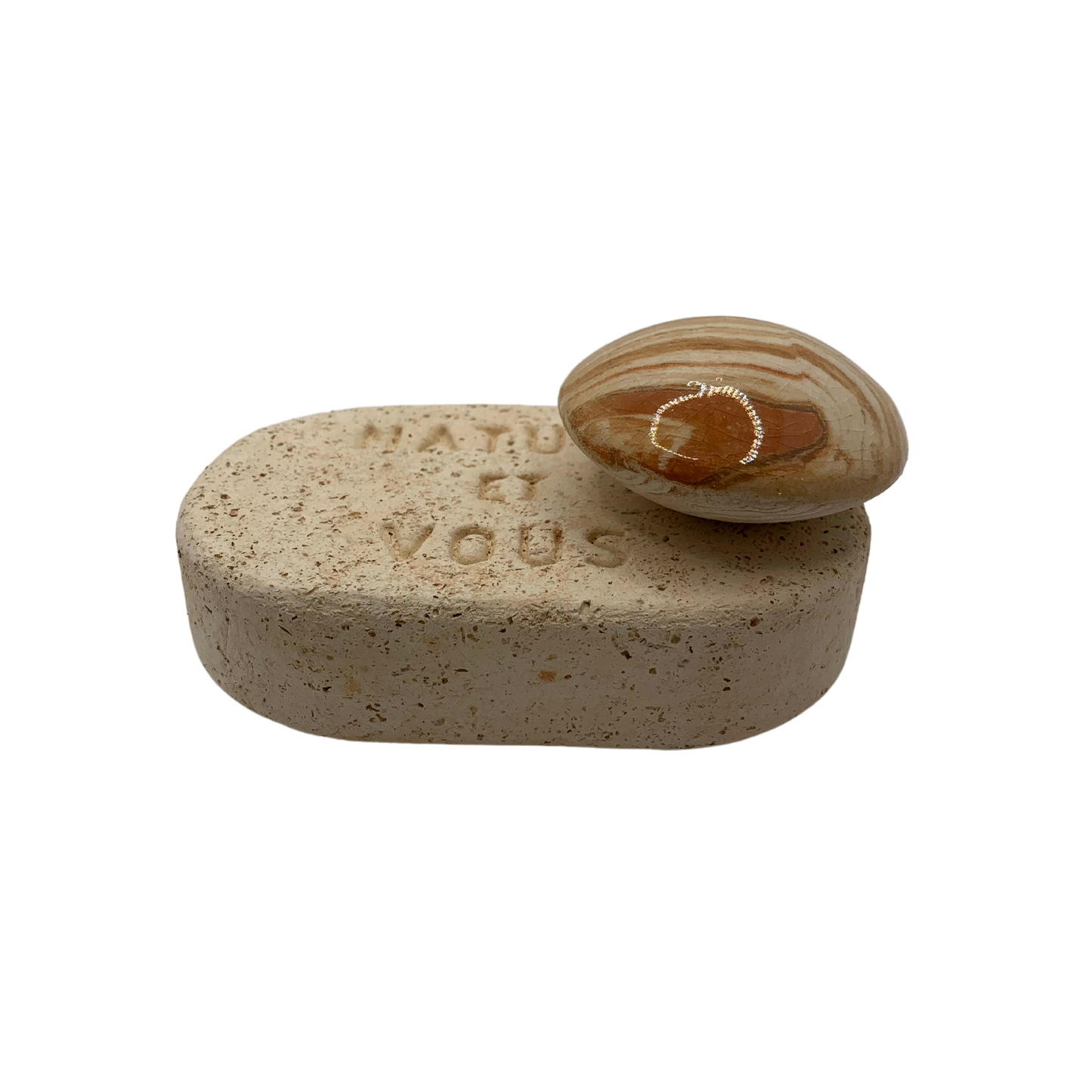Lot porte savon, pierre visage massage